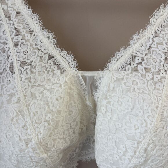 Aerie Women’s XXL White Ivory Lace Bralette Wireless Padded Stretch Bra Top - Picture 3 of 7